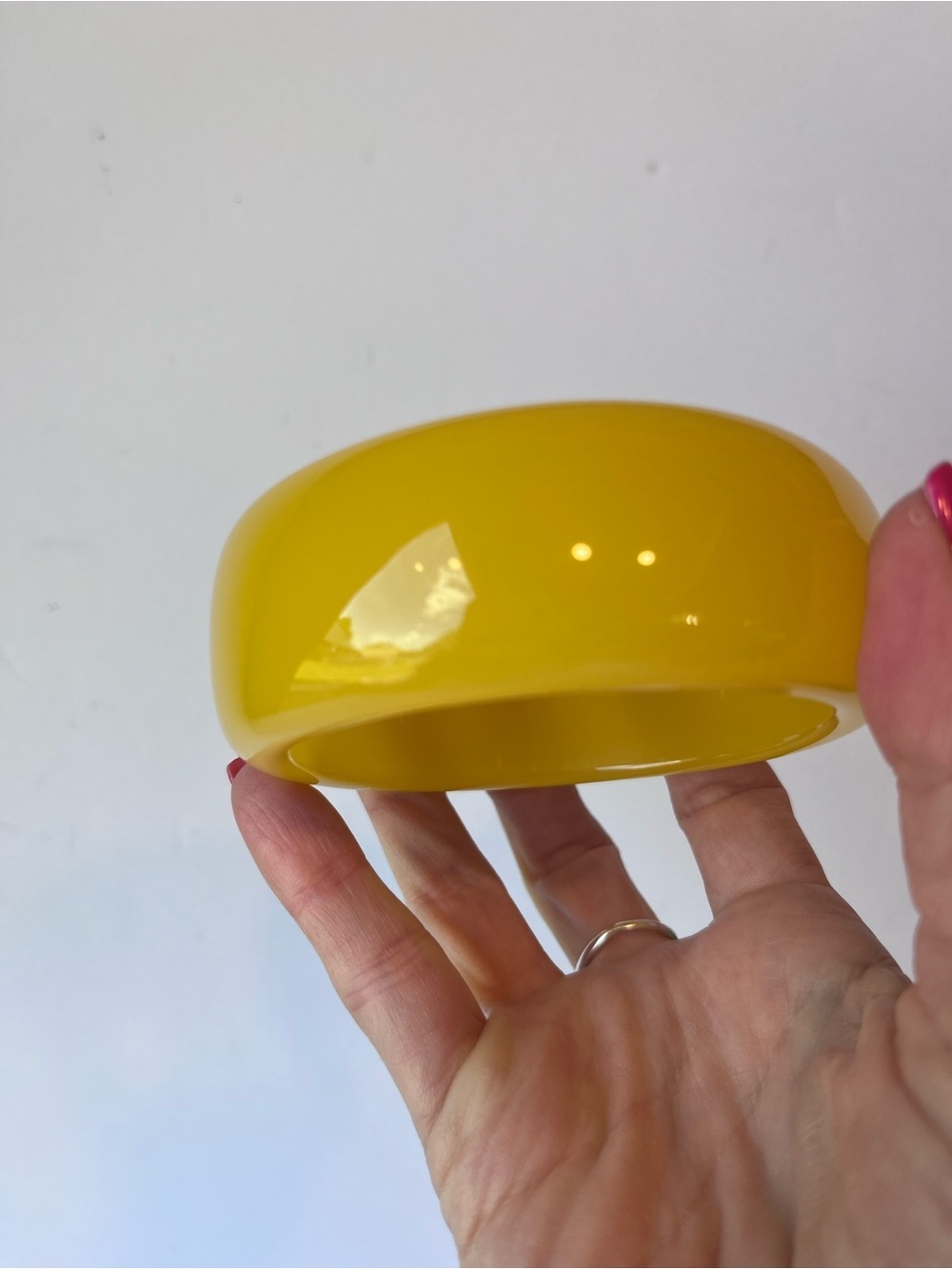 Vintage Bakelite Yellow Wide Bangle Bracelet